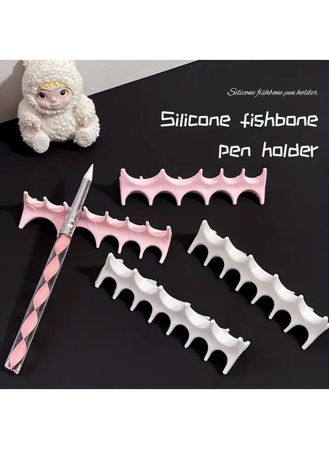Pink Non Slip Silicone Pen Holder Mount 3 Sided Organizer For Desk Office Art Supplies - Image 5